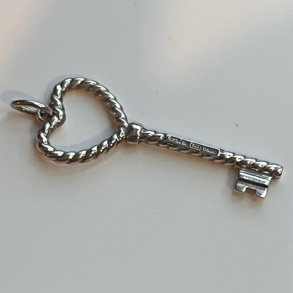 Tiffany & Co Sterling Silver Twisted Rope Heart Key Charm Pendant